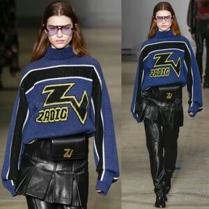 Zadig & Voltaire Defile Roy Biker Logo Wool/Cashmere Women's Turtleneck Sweater